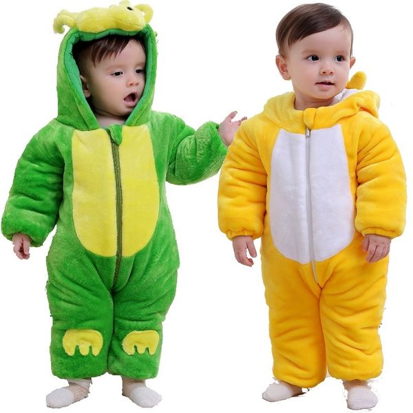 Cartoon Baby Boy Winter Fleece Clothes Dragon Costumes For Baby Pagliaccetto Neonato Complessivo Felpe con cappuccio Giacca Tuta Chick Coat 210413