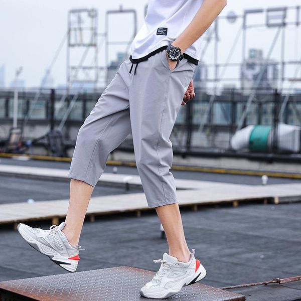 

men's suits & blazers summer cool quick drying capris korean version trendy sports casual pants elastic loose thin wear, White;black