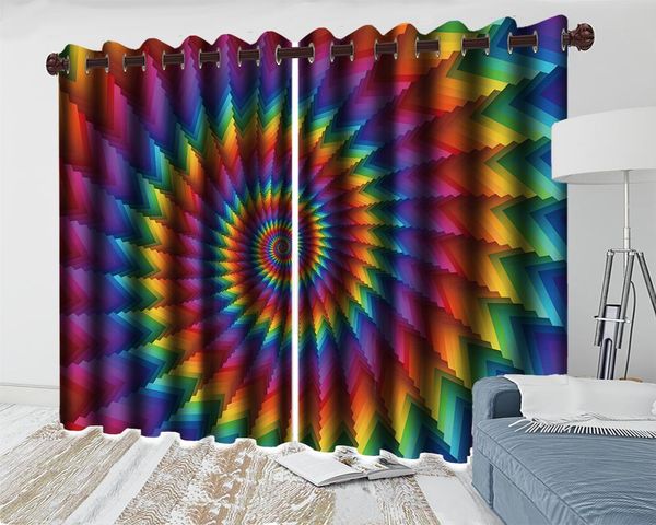 

colorful color 3d blackout curtain hd digital printing interior decoration practical mural window curtains & drapes