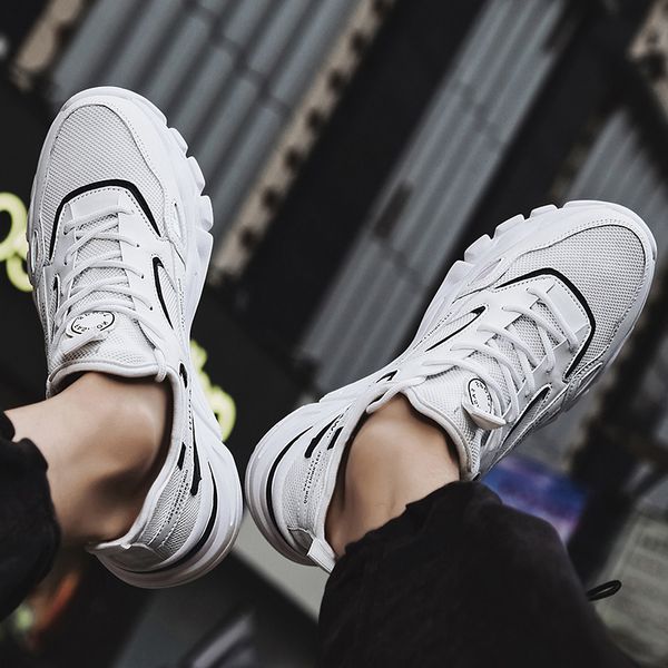 

women men trainer sports size running shoes gray black blue red white sunmmer thick-soled runners sneakers code: 02-0895, White;red