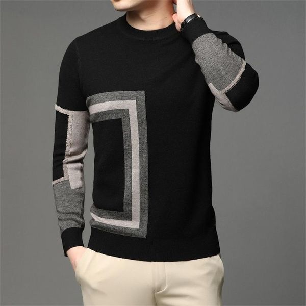

men's sweaters brand fashion high designer end mens 2021 knit black wool pullover sweater crew neck autum winter casual jumper clothes, White;black