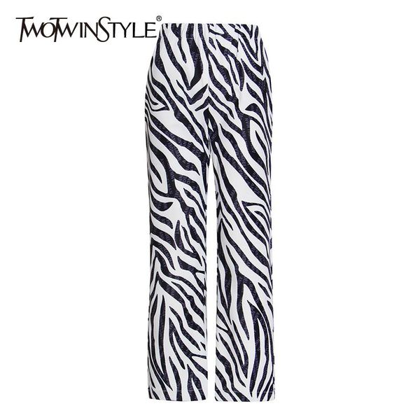 

printed zebra wide leg pants for women high waist straight casual street trousers female fashion stylish women's & capris, Black;white