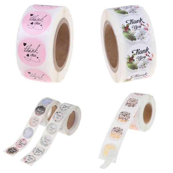 

gift wrap 500pc/roll pink label stickers gold thank you sticker scrapbooking for wedding card business packaging stationery