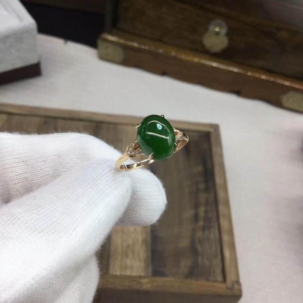 

cluster rings real 18k gold ring natural and jade stone, Golden;silver