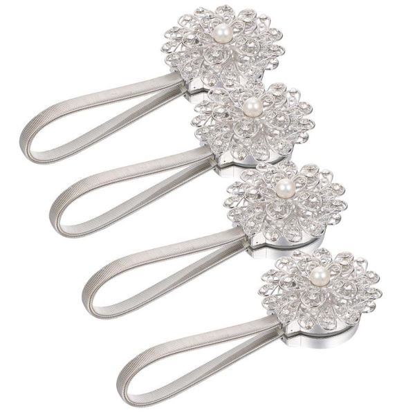 

curtain & drapes 4pcs home exquisite fixing strap magnetic convenient white