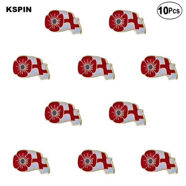 Poppy Flower Inglaterra Lapela Pin Badge Brooch Pins Emblemas 10pcs muito