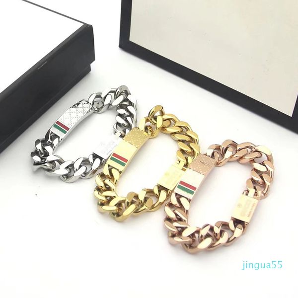 

designer high quatity ladies silver lady gold identification bracelets luxurys titanium chain bangle luxury jewelry classic, Black