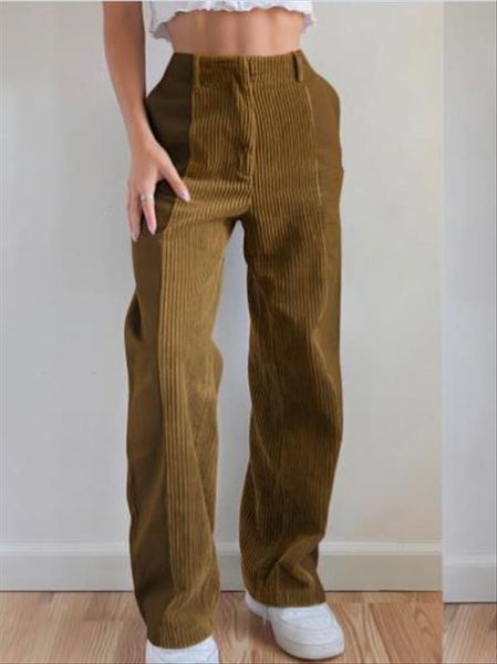 

high waist gradient blue trousers women capri wide leg corduroy long denim jeans zipper pocket casual bottoms, Black;white