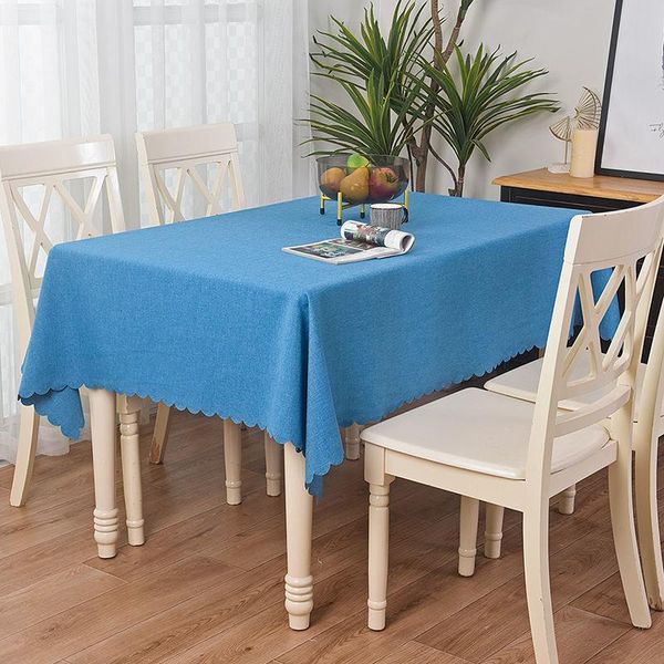 

simple tablecloth modern pastoral small fresh nordic pure color cotton linen tea table rectangular round cloth