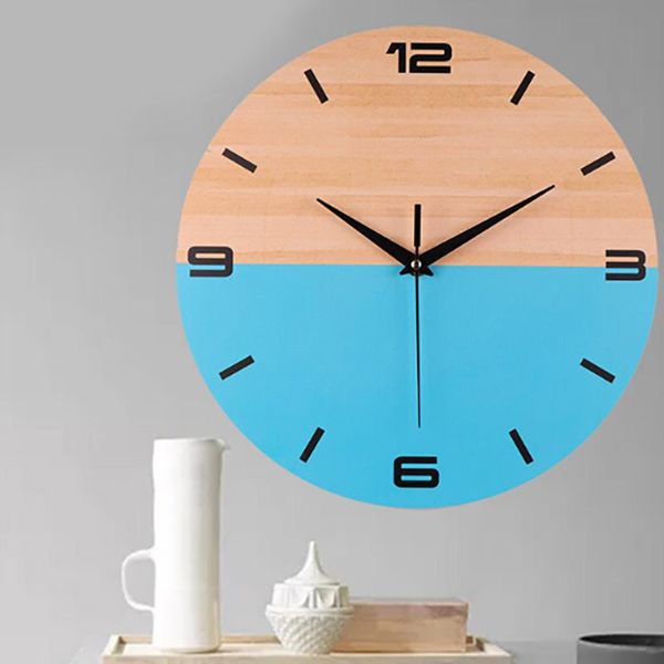 

wall clocks 2021 12 inch creative 3d digital clock stereo double color blue wooden stylish home decoration
