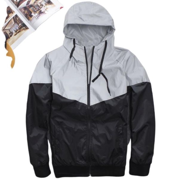 

men's jackets spring and autumn fashion reflective windproof jacket tide haha fluorescent night run sports couple hooded, Black;brown