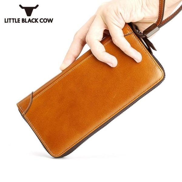 

brand men real leather long wallet business casual cowhide purse clutch zipper black billetera hombre multicolors wallets1, Red;black