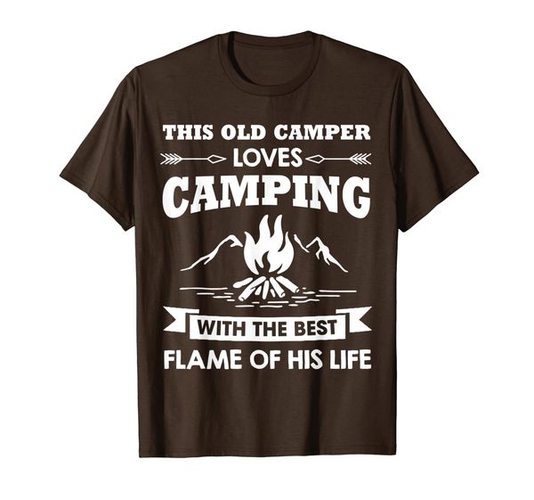 

this old camper loves camping with the flame gift t-shirt, White;black