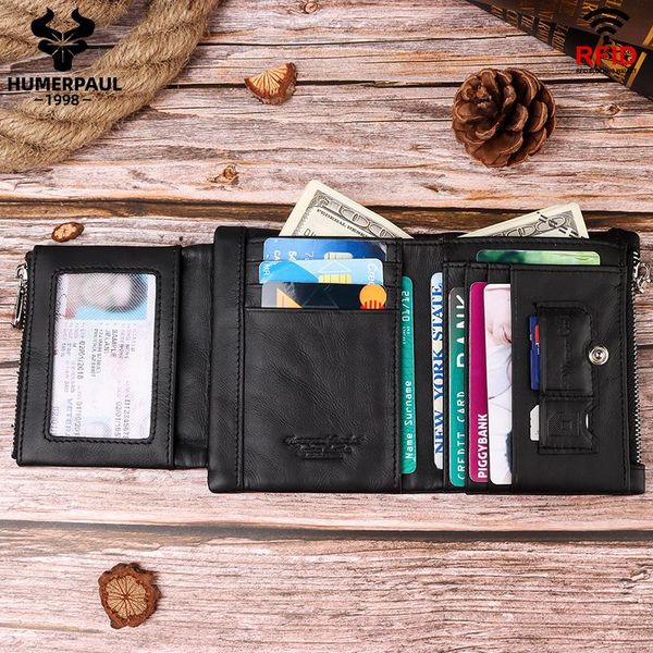 

casual men's short wallet genuine cow leather clutch wallets purses first layer real multi-card bit retro card holder black, Red;black