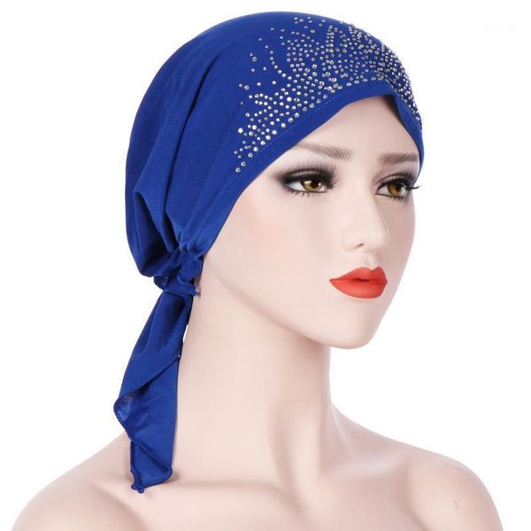 

turban hat women drilling headscarf bonnet femme musulman inner caps muslim wrap head scarf turbante beanie cap ethnic clothing, Red