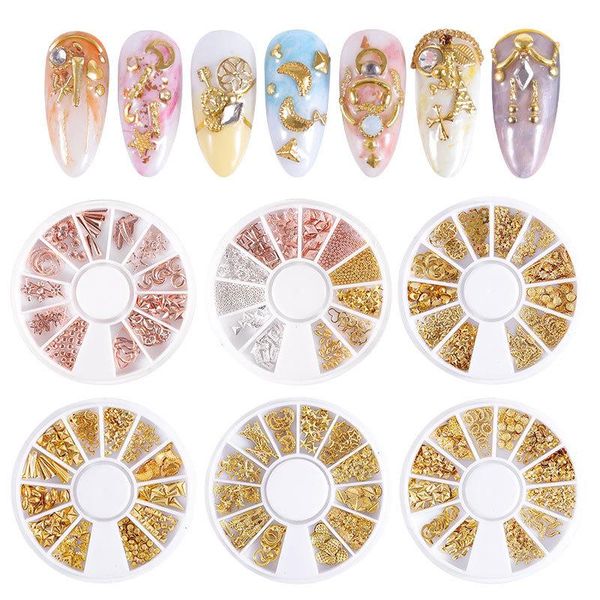 

nail art accessories xingyue rivet hollow alloy decoration turntable jewelry sticker designer nails decorations, Silver;gold