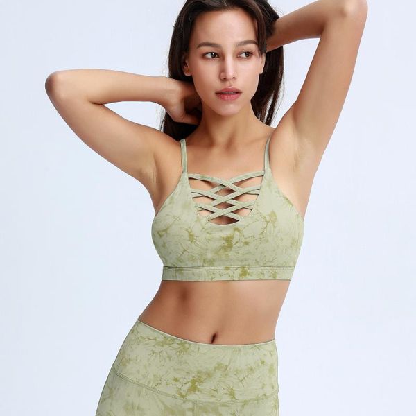 

yoga outfit women set workout sportswear gym clothing fitness tie dye hollow out sleeveless high waist leggings tracksuits