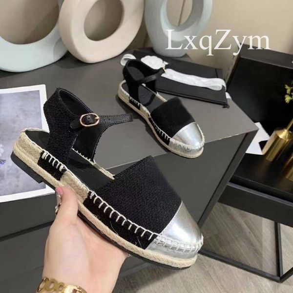 

women sandals flat summer fashion brand closed toe ankle strap shoes rope straw round fisherman comfortable, Black