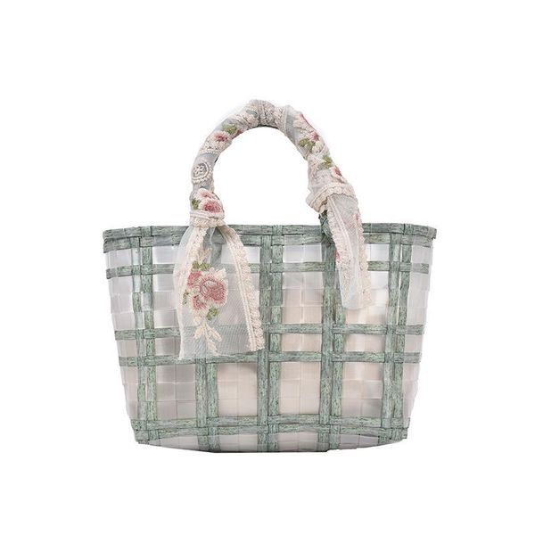 

evening bags 2021 fashion net red transparent woven large capacity women summer portable vegetable basket beach bag handbag bolsa