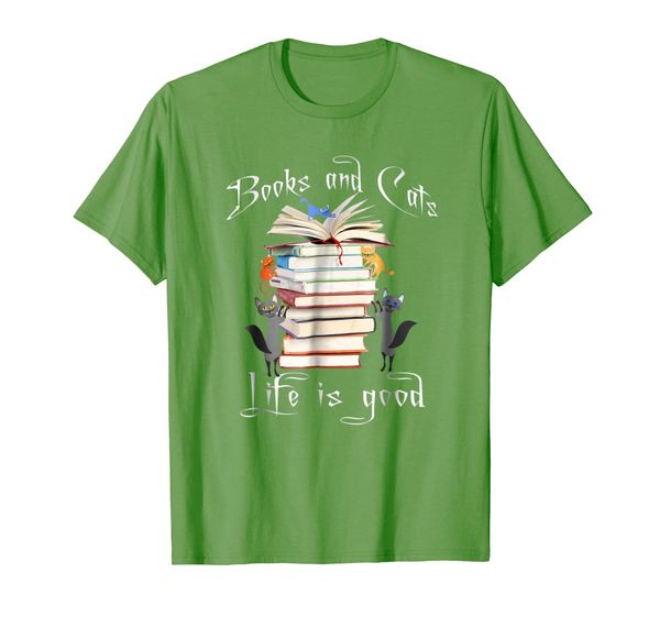 

books cats life is good tshirt, White;black