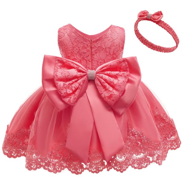 

premium 70% off children's dress lace baby princess bow color matching pompous flower children's dress 22hm, White