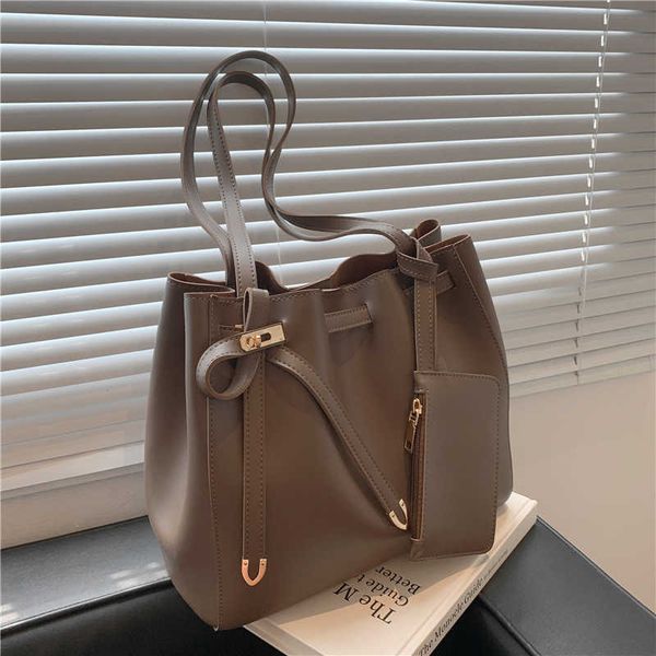 

burminsa 2 pcs/set vintage drawstring shopper tote shoulder bags for women brand designer large capacity work ladies handbags