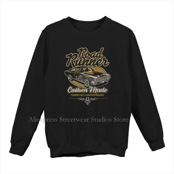 

men's hoodies & sweatshirts road runner long sleeve sweater classic man t-shirts fashion large o-neck sell clothing, Black