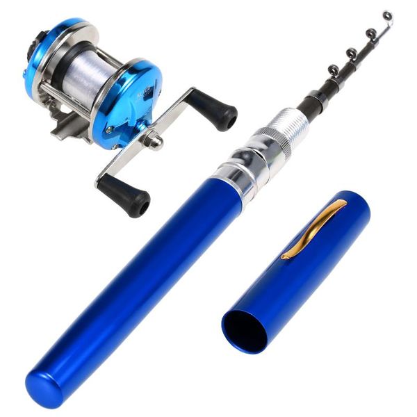 

portable pocket pen fishing rod pole reel wheel combos set accessories 1/1.4/1.5m boat rods