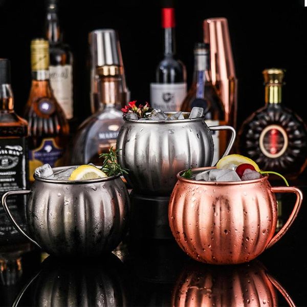 

mugs 2021 creative pumpkin shaped stainless steel cocktail glass 700ml red wine cup with handle bar ktv drink mug