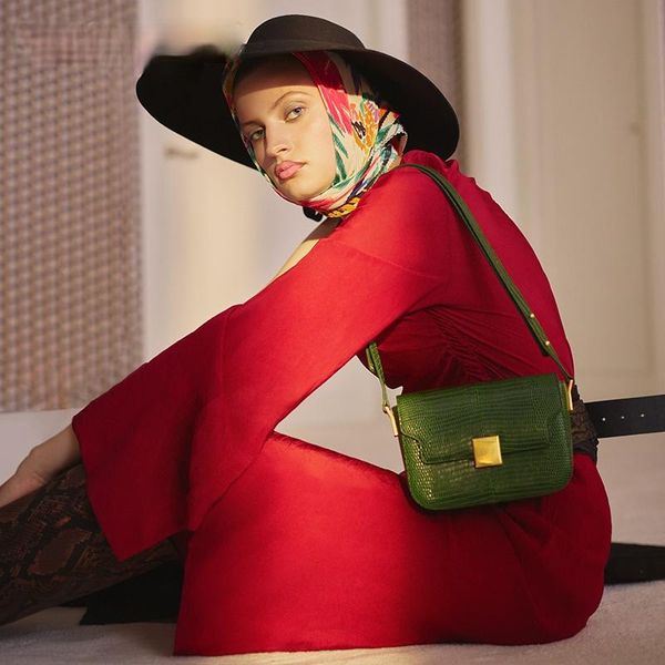 

young girl crossbody bag retro all-match lizard pattern leather knight saddle women's shoulder messenger handbag trend bags