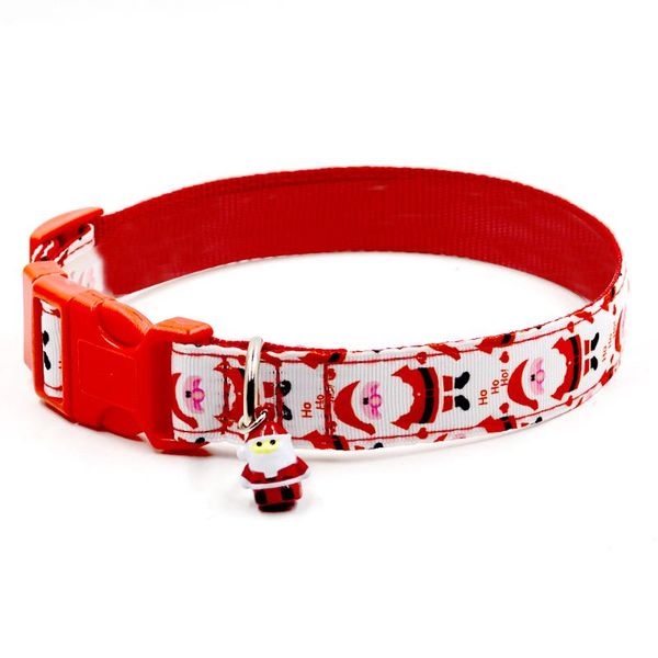 

1pcs christmas cute pet dog cat collar santa claus printed collars for small dogs pupply supplies nylon adjustable necklaces & leashes