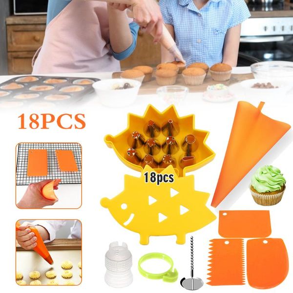 

baking & pastry tools 18pc stainless steel cake decorating mouth hedgehog plastic box cream decoration tool repeated bag