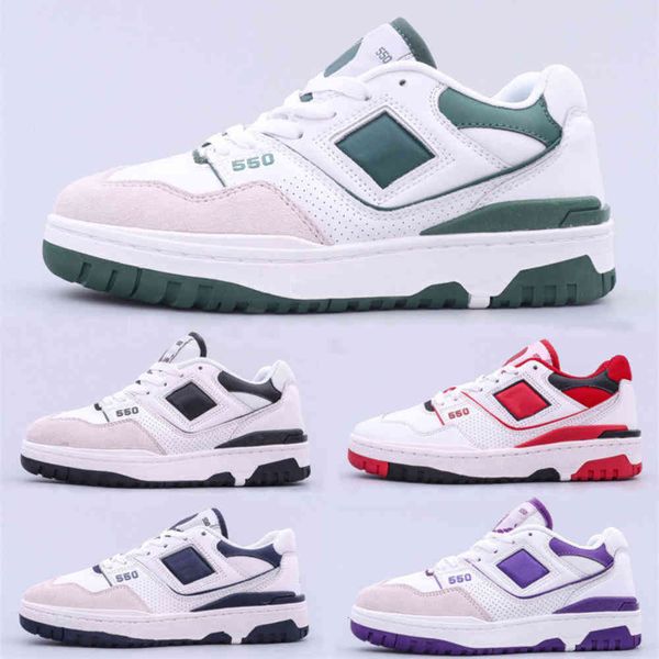 

new bb550 550 basketball designer bb550wt1 skate shoes white green navy blue sea salt black purple red men women trainer sports low size36-4