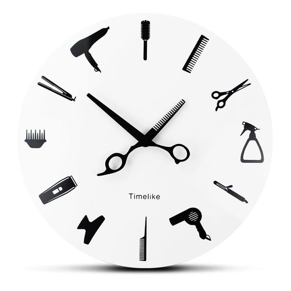 

barber wall clock equiment tools modern design shop business sign watch beauty hair salon clocks
