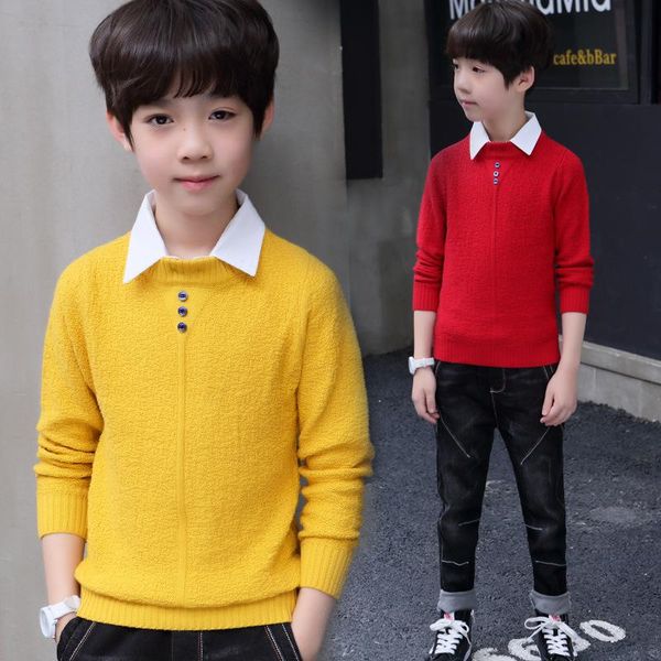 

cardigan solid turn down collar formal sweaters winter thicken kids knitwear coats children's jackets boys clothing autumn, Blue