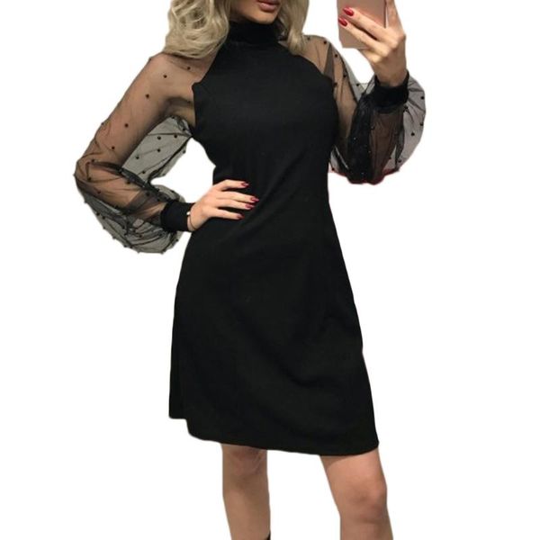 

casual dresses women dress beading pearls long sleeve turtleneck xl plus fashion summer charms blue party evening short mini sheath, Black;gray