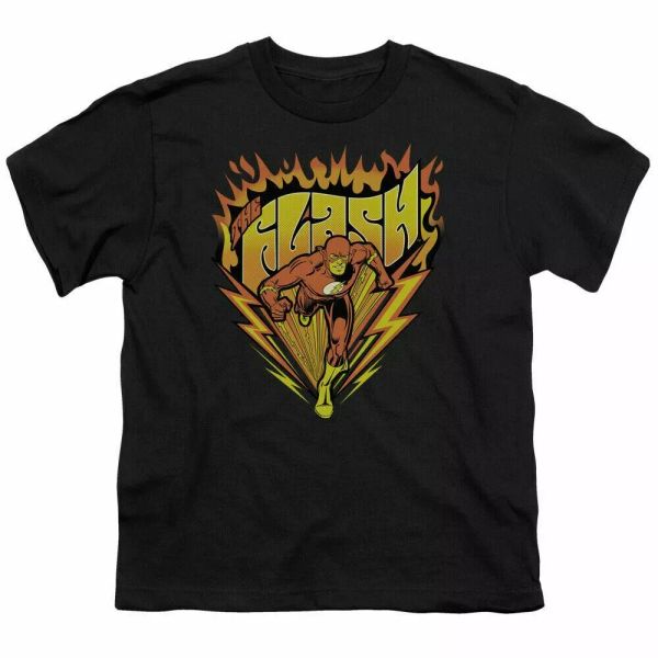 

The Flash Blazing Speed Kids Youth T Shirt Licensed TV DC Comics Tee Black, White;black