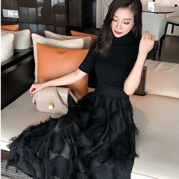 

women tracksuits autumn fashion elegant 2 piece set knitting black sweater elastic waist tassel long skirts suits, Gray