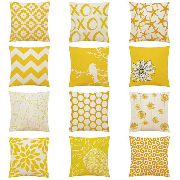 

pillow case yellow geometric series home decor cushion cover for office sofa car decorative throw 45x45cm