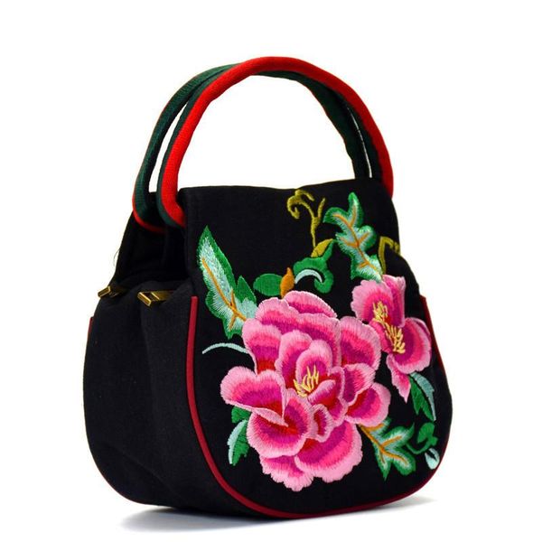 

duffel bags 2021 ethnic embroidery bag female small square black portable double change mobile phone