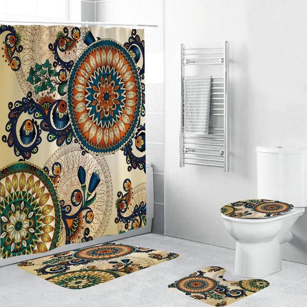 

shower curtains care fabric curtain set bohemia floral print bathroom 4 pcs