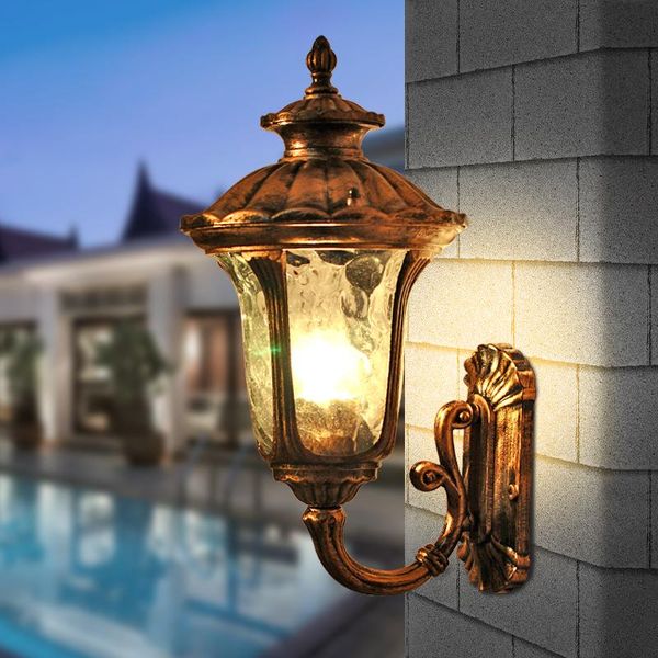 

wall lamp veranda 1 pcs aluminum outdoor light glass shade porch e27 led lighting balcony waterproof garden
