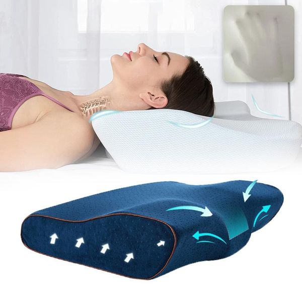 

pillow space memory cuscino in cotoneletto ordico per butterfly shape cervical health neck size 50 * 30cm