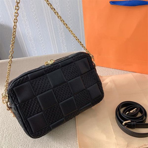 

evening bags leather women's bag plaid female shoulder crossbody messenger with chain luxury designer handbag shopper fashion