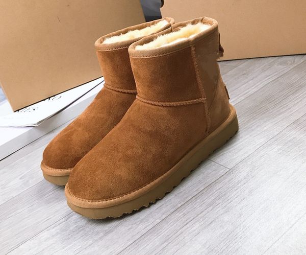 

classics winter snow boot real fur slides leather waterproof warm knee high women designer boots fashion booties, Black