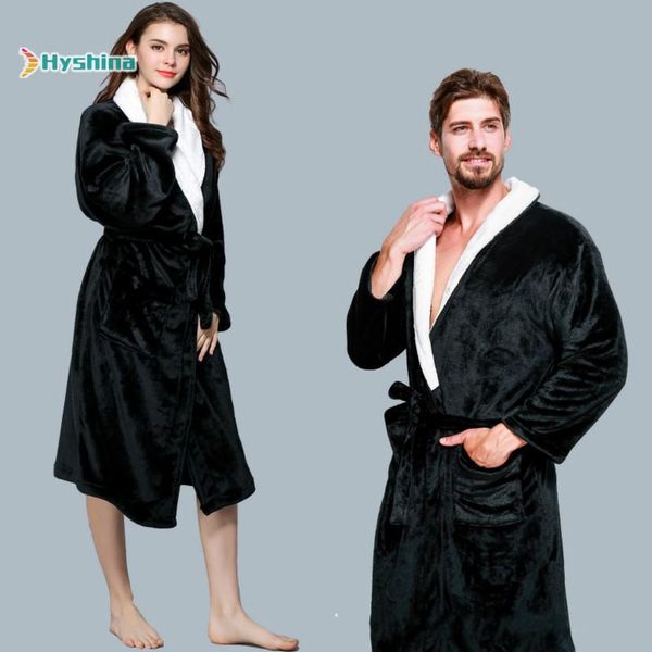 

couple color matching flannel nightgown spa white collar coral velvet bathrobe super soft large size women's sleepwear, Black;red