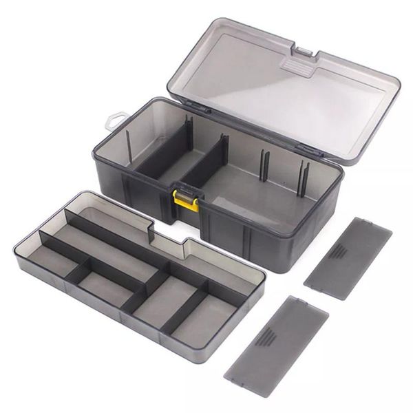 

double layer fishing tackle box lures hook bait storage case tool accessories