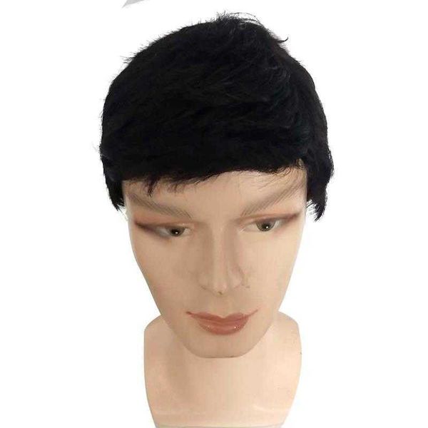 

men's wig short wig rose net high temperature silk chemical fiber headgear, Black