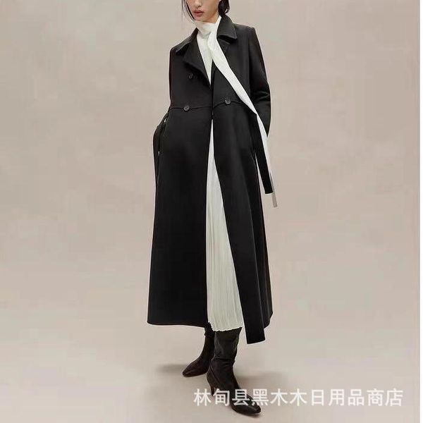 

women's wool & blends grain icic cashmere double-sided lace coat small, Black