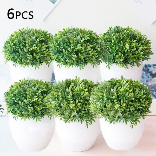

decorative flowers & wreaths 6 pcs artificial plants bonsai small tree pot fake potted ornaments for home decoration el garden decor